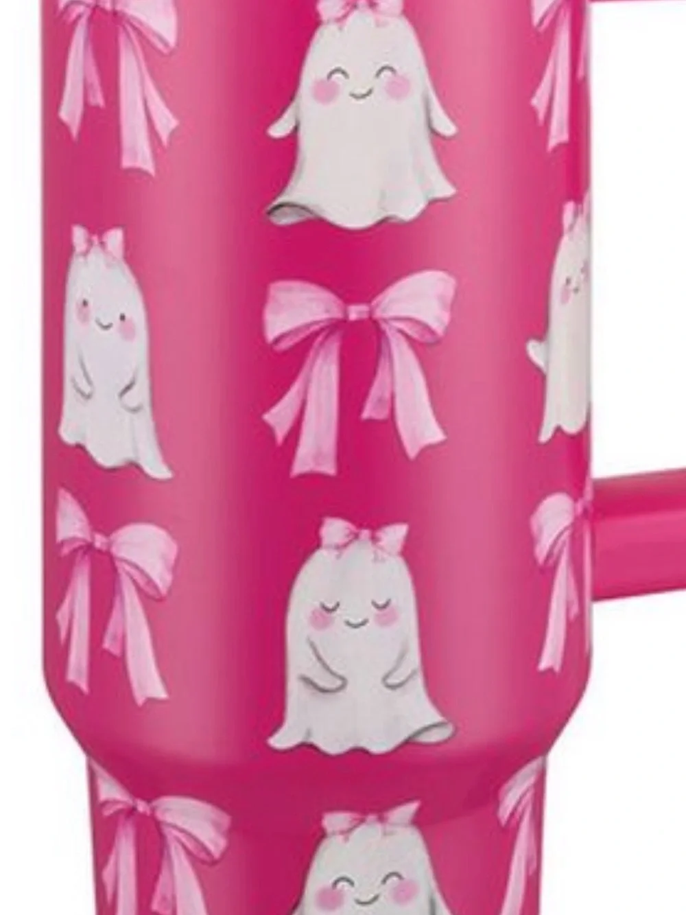 Pink Ghost & Bow Insulated Travel Mug with Handle 40 oz. NWT